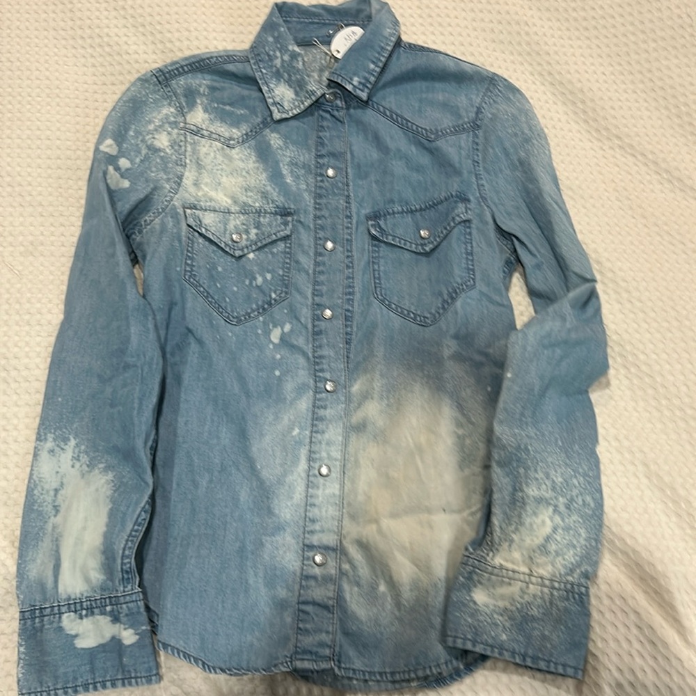 Upcycled chambray jean shirt